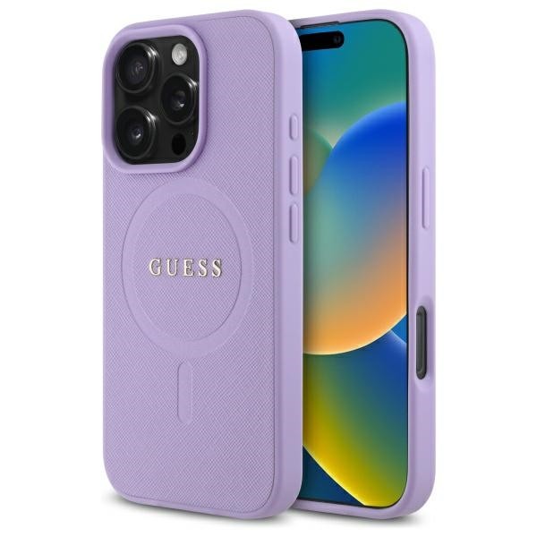 Калъф Guess - Saffiano MagSafe (GUHMP16XPSAHMCU) - iPhone 16 Pro Max - Purple