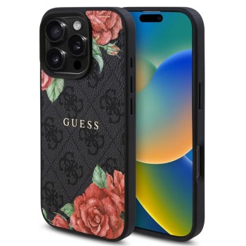 Калъф Guess - Hardcase 4G Flower Print MagSafe (GUHMP16XP4ROPEMCK) - iPhone 16 Pro Max - Black