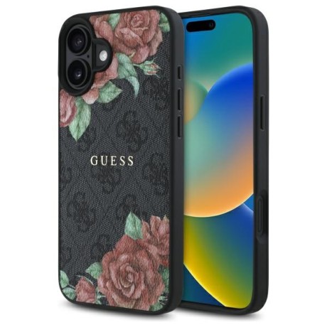 Калъф Guess - Hardcase 4G Flower Print MagSafe (GUHMP16SP4ROPEMCK) - iPhone 16 - Black