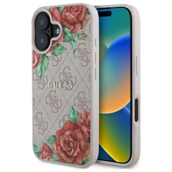 Калъф Guess - Hardcase 4G Flower Print MagSafe (GUHMP16SP4ROPEMCP) - iPhone 16 - Pink