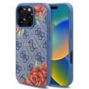 Калъф Guess - Hardcase 4G Flower Print MagSafe (GUHMP16LP4ROPEMCB) - iPhone 16 Pro - Blue