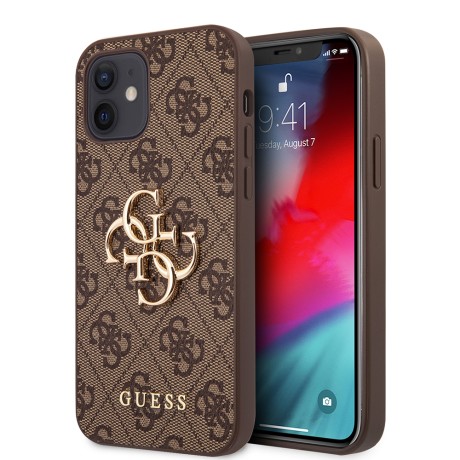 Калъф Guess - Hardcase 4G Big Metal Logo (GUHCP12M4GMGBR) - iPhone 12 / iPhone 12 Pro - Brown