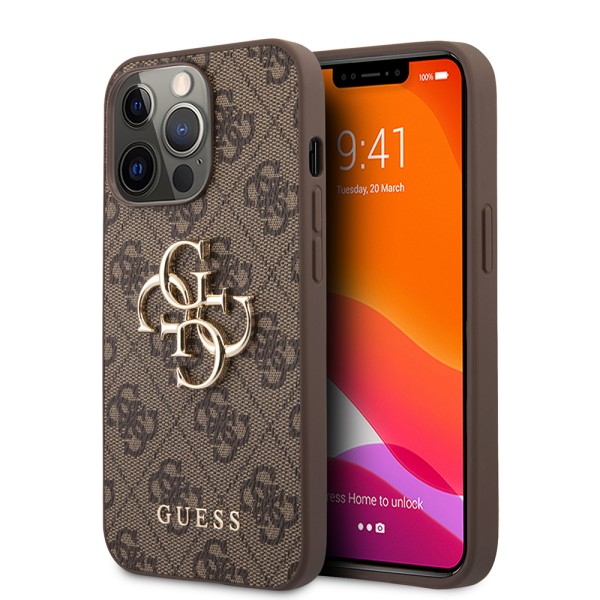 Калъф Guess - Hardcase 4G Big Metal Logo (GUHCP13L4GMGBR) - iPhone 13 Pro - Brown