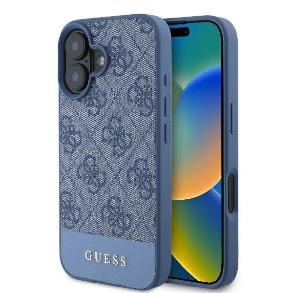 Калъф Guess - Hardcase 4G Bottom Stripe (GUHCP16SG4GLBL) - iPhone 16 - Blue