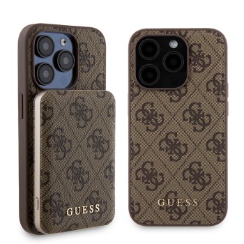 Калъф Guess - Hardcase Powerbank MagSafe (GUBPM5P15L4GEMGW) - iPhone 15 Pro - Brown