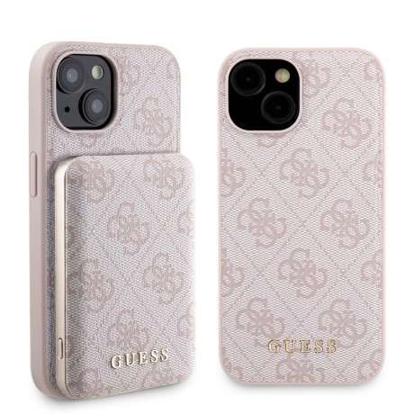 Калъф Guess - Hardcase Powerbank MagSafe (GUBPM5P15S4GEMGP) - iPhone 15 - Pink