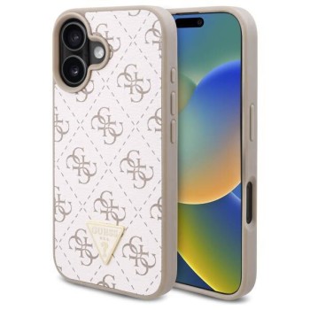 Калъф Guess - Hardcase 4G Triangle Metal Logo (GUHCP16SPG4GPH) - iPhone 16 - White