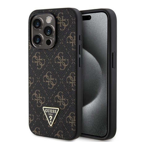 Калъф Guess - Hardcase 4G Triangle Metal Logo (GUHCP15LPG4GPK) - iPhone 15 Pro - Black