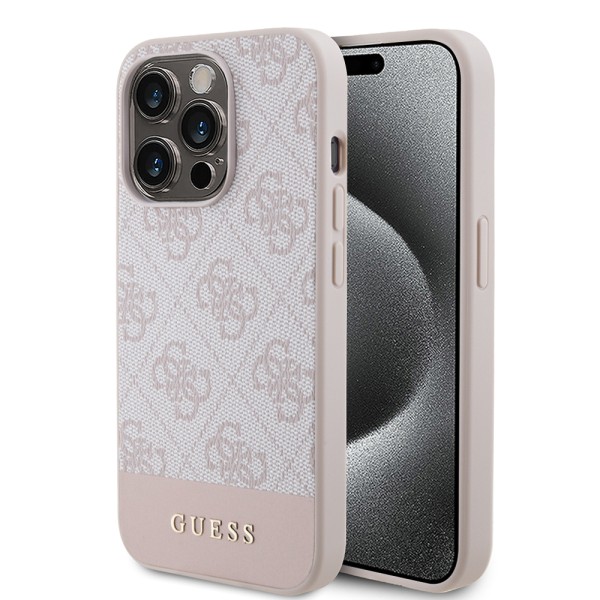 Калъф Guess - Hardcase 4G Stripe Collection (GUHCP15LG4GLPI) - iPhone 15 Pro - Pink