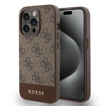 Калъф Guess - Hardcase 4G Stripe Collection (GUHCP15XG4GLBR) - iPhone 15 Pro Max - Brown