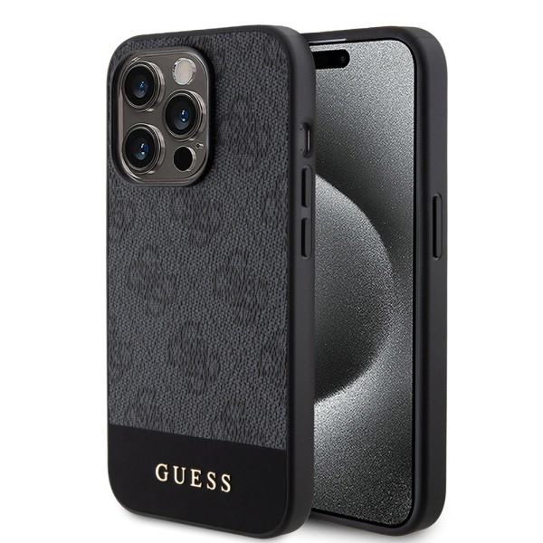 Калъф Guess - Hardcase 4G Stripe Collection (GUHCP15XG4GLGR) - iPhone 15 Pro Max - Grey