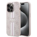 Калъф Guess - Hardcase 4G Printed Stripes MagSafe (GUHMP15LP4RPSP) - iPhone 15 Pro - Pink