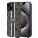 Калъф Guess - Hardcase 4G Printed Stripes MagSafe (GUHMP15SP4RPSW) - iPhone 15 - Brown