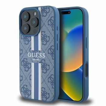 Калъф Guess - Hardcase 4G Printed Stripes MagSafe (GUHMP16LP4RPSB) - iPhone 16 Pro - Blue