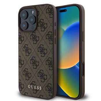 Калъф Guess - Hardcase 4G Classic (GUHCP16LG4GFBR) - iPhone 16 Pro - Brown