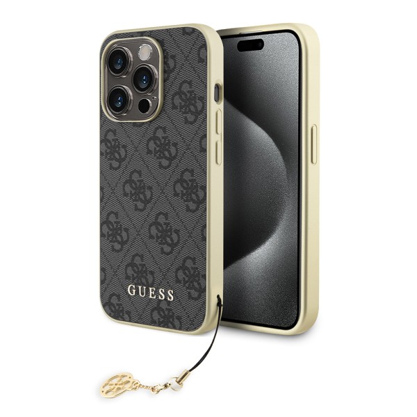 Калъф Guess - Hardcase 4G Charms Collection (GUHCP15LGF4GGR) - iPhone 15 Pro - Grey