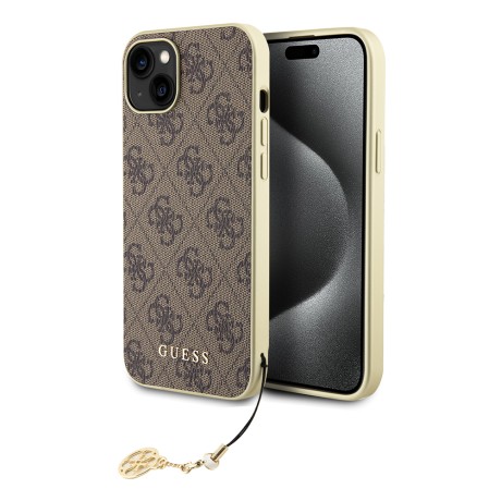 Калъф Guess - Hardcase 4G Charms Collection (GUHCP15MGF4GBR) - iPhone 15 Plus - Brown