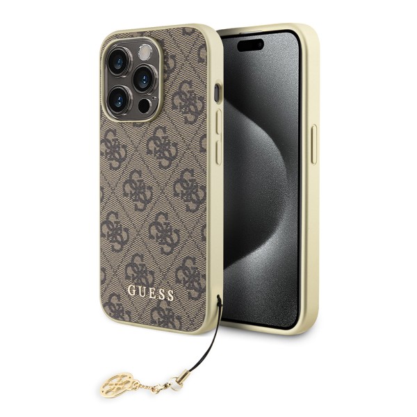 Калъф Guess - Hardcase 4G Charms Collection (GUHCP15XGF4GBR) - iPhone 15 Pro Max - Brown