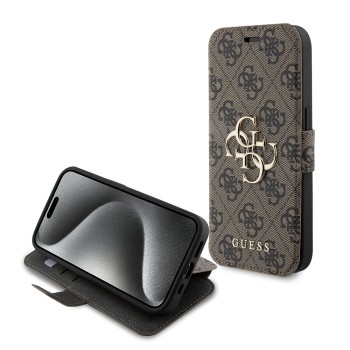 Калъф Guess - Book 4G (GUBKP15S4GMGBR) - iPhone 15 - Brown