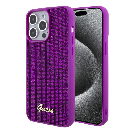 Калъф Guess - Disco Metal Script (GUHCP15XPMSDGSF) - iPhone 15 Pro Max - Fuchsia