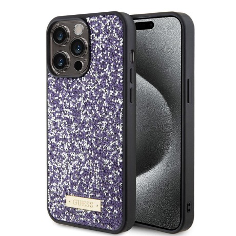 Калъф Guess - Rhinestone Metal Logo (GUHCP15LPFGSBSP) - iPhone 15 Pro - Purple