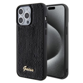 Калъф Guess - Sequin Script Metal (GUHCP15XPSFDGSK) - iPhone 15 Pro Max - Black