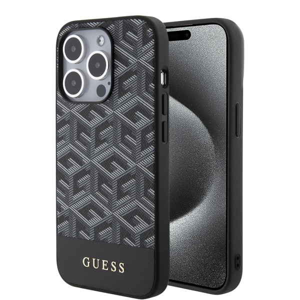 Калъф Guess - GCube Stripes MagSafe (GUHMP15XHGCFSEK) - iPhone 15 Pro Max - Black