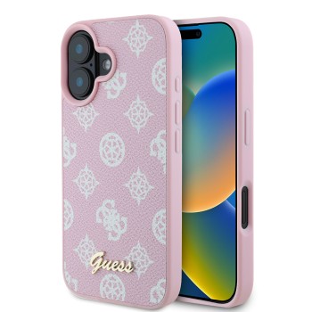 Калъф Guess - Peony Script MagSafe (GUHMP16MPGPYSP) - iPhone 16 Plus - Pink