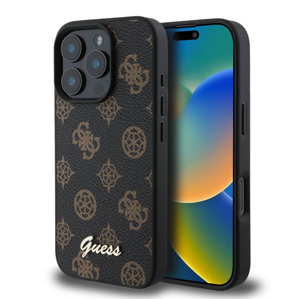 Калъф Guess - Peony Script MagSafe (GUHMP16LPGPYSK) - iPhone 16 Pro - Black