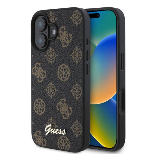 Калъф Guess - Peony Script MagSafe (GUHMP16MPGPYSK) - iPhone 16 Plus - Black