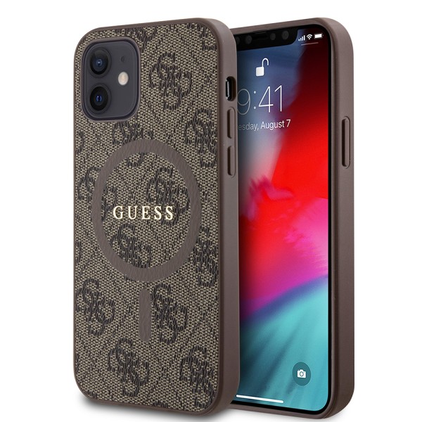 Калъф Guess - 4G Ring Classic Logo MagSafe (GUHMP12MG4GFRW) - iPhone 12 / iPhone 12 Pro - Brown