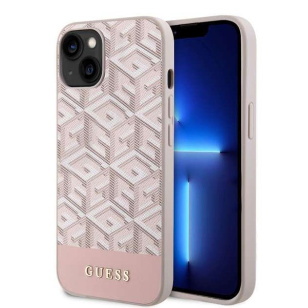 Калъф Guess - GCube Stripes MagSafe (GUHMP14SHGCFSEP) - iPhone 14 - Pink