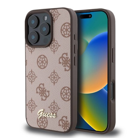 Калъф Guess - Peony Script MagSafe (GUHMP16XPGPYSW) - iPhone 16 Pro Max - Brown