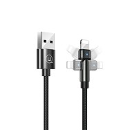 180° USB Кабел Lightning USAMS U60, 2A, 1m, Black