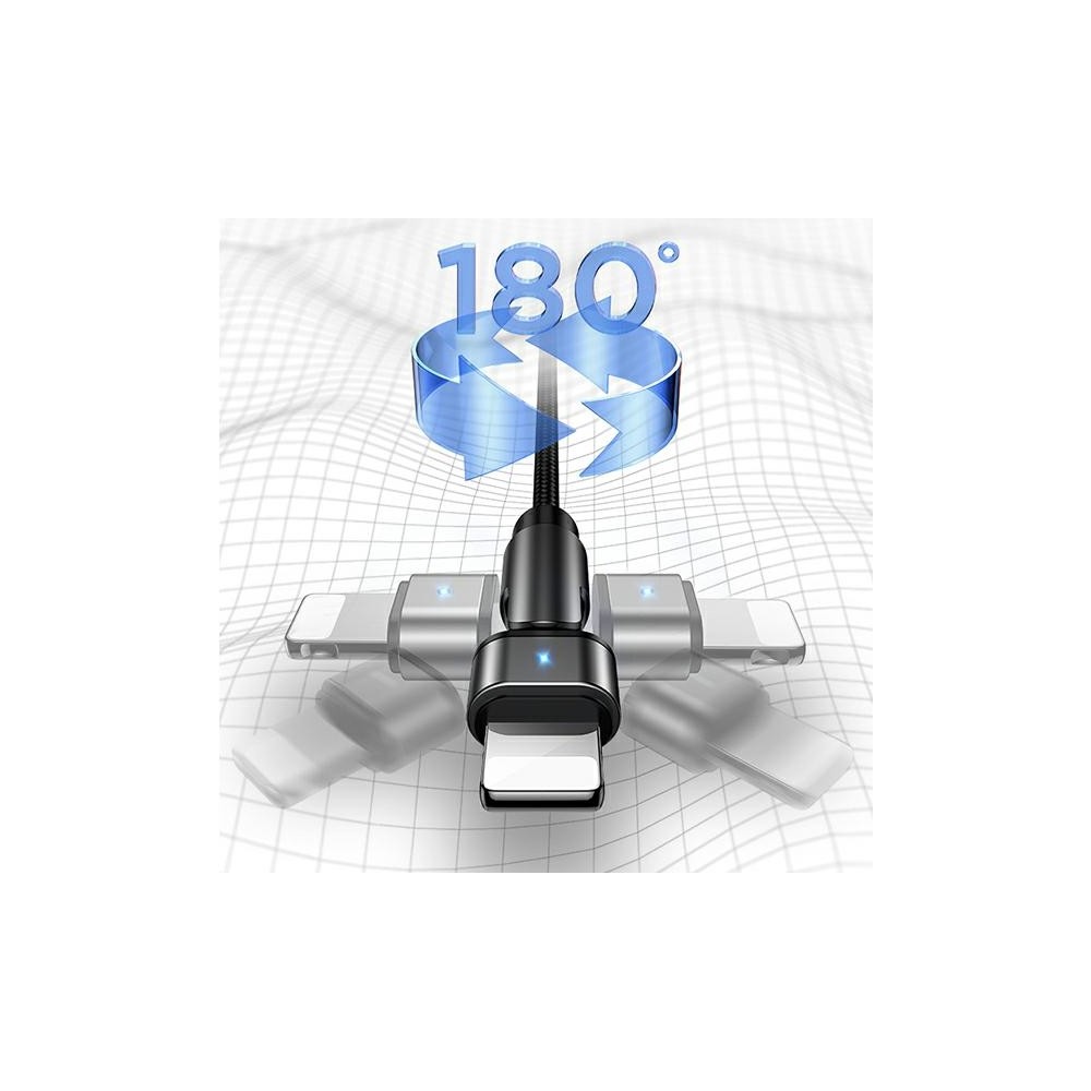 180° USB Кабел Lightning USAMS U60, 2A, 1m, Green