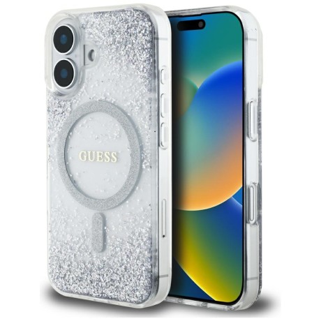 Калъф Guess - Hardcase Resin Gradient Glitter MagSafe (GUHMP16SRGRGES) - iPhone 16 - Silver