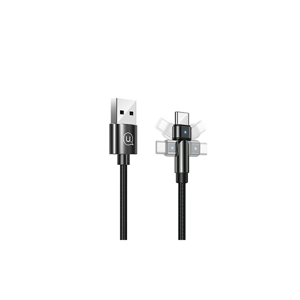180° USB Кабел Type C USAMS U60, 2A, 1m, Black
