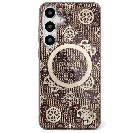 Калъф Guess - IML Peony On 4G Background MagSafe (GUHMS25SH4PYEEW) - Samsung Galaxy S25 - Brown