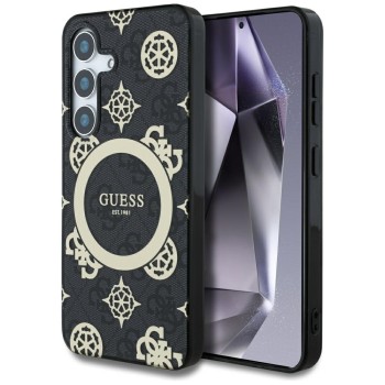 Калъф Guess - IML Peony On 4G Background MagSafe (GUHMS25SH4PYEEK) - Samsung Galaxy S25 - Black