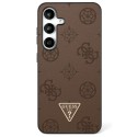 Калъф Guess - Peony Grained Hot Stamp Triangle Logo MagSafe (GUHMS25LPGBTMW) - Samsung Galaxy S25 Ultra - Brown