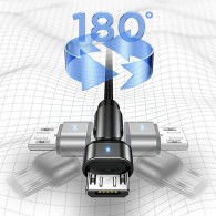180° USB Кабел Micro USAMS U60, 2A, 1m, Green