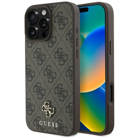 Калъф Guess - 4G Small and Classic Logo MagSafe (GUHMP16LP4SM4MW) - iPhone 16 Pro - Brown