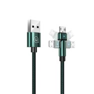 180° USB Кабел Micro USAMS U60, 2A, 1m, Green