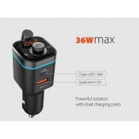 FM Transmiter + зарядно за кола TECH-PROTECT C72 Pro, QC 3.0 /18W PD, Black