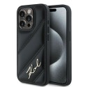 Калъф Karl Lagerfeld - Diagonal Quilted Script (KLHCP15LPQDSMGK) - iPhone 15 Pro - Black