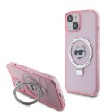 Калъф Karl Lagerfeld - Hardcase Ring Stand MagSafe (KLHMP15SHMRSCHP) - iPhone 15 - Pink Choupette Head