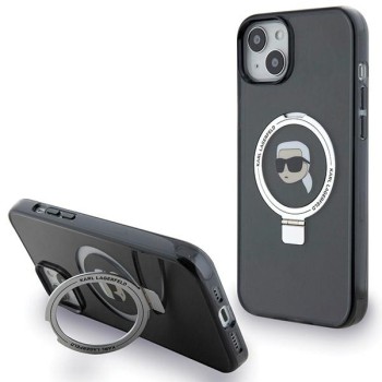 Калъф Karl Lagerfeld - Hardcase Ring Stand MagSafe (KLHMP15SHMRSKHK) - iPhone 15 - Karl Head