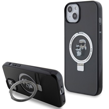 Калъф Karl Lagerfeld - Hardcase Ring Stand MagSafe (KLHMP14SHMRSKCK) - iPhone 14 - Karl&Choupette