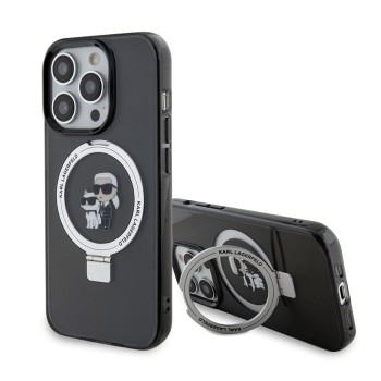 Калъф Karl Lagerfeld - Hardcase Ring Stand Magsafe (KLHMP15LHMRSKCK) - iPhone 15 Pro - Karl&Choupette