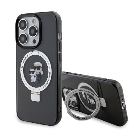 Калъф Karl Lagerfeld - Hardcase Ring Stand Magsafe (KLHMP15LHMRSKCK) - iPhone 15 Pro - Karl&Choupette